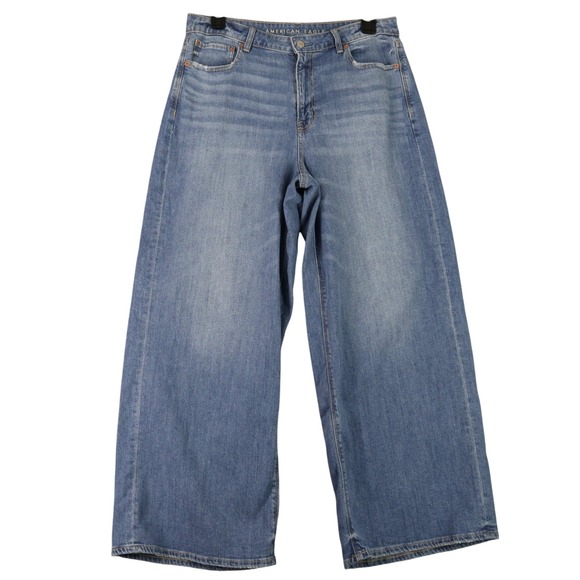 American Eagle Outfitters Denim - American Eagle Baggy Wide Leg Jeans Womens 12 Super High Rise Stretch Denim